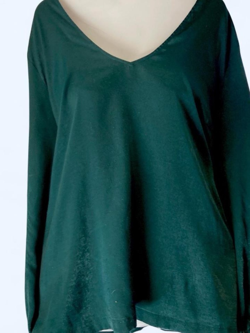 ModCloth Forest Green V-Neck Long Sleeve Top